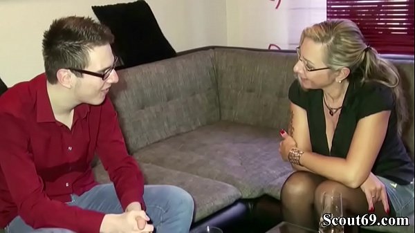 Mom helps step-son and gives him his first fuck