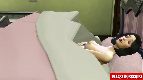 Un beau-fils japonais baise un japonais après qu'il ait eu mal à la joue et qu'il se soit couché à côté de lui partageant le lit ensemble - Family Sex Taboo