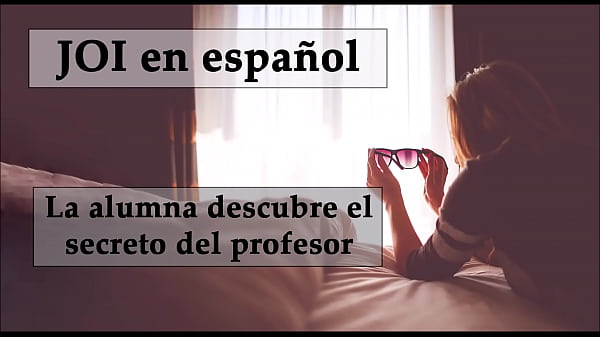 JOI espa&ntilde_ol. Anal femdom, student finds her teacher's dildo.