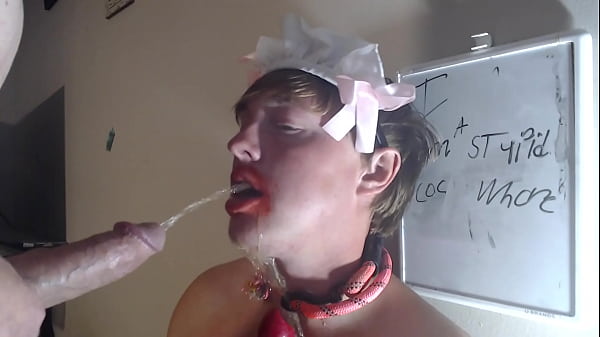 This stupid whore Sucks dog dildo, Gets pissed on and CUMED on like a piece of trash!