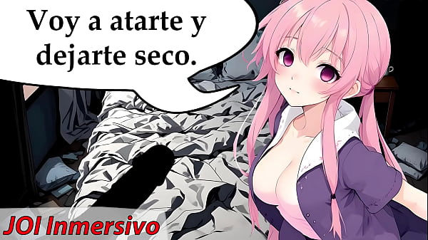 Extreme JOI, a crazy woman ties you up and fucks you non-stop. Hentai role with voice in Spanish.