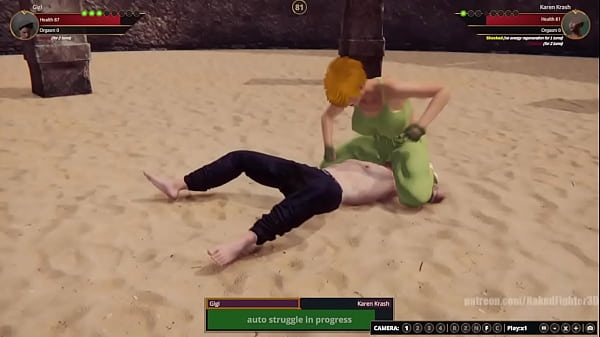 Gigi contra Karen Krash (luchadora desnuda 3D)