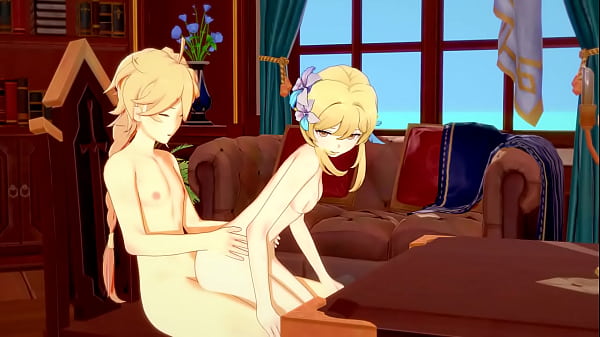 Genshin Impact Hentai - Aether y Lumine Chupando y follando - Videojuego de dibujos animados anime 3D Vídeo porno