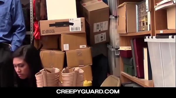 CreepyGuard - Asian Teen Thief Is Screaming Like Crazy Because Of A Big Dick Inside Her Tight Pussy - Ember Snow