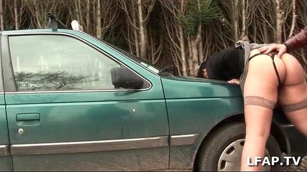 Good slut sodomized on the hood of the car with Papy Voyeur
